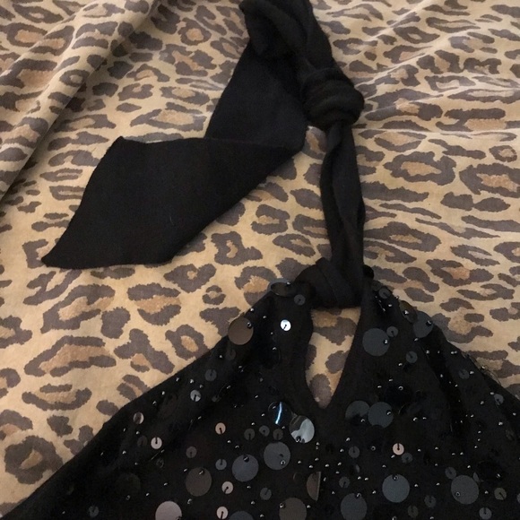 Ann Taylor Loft  size XL black knit halter with sequin front ties at neck - Picture 10 of 14